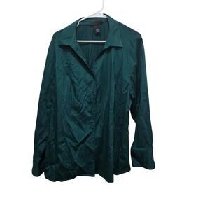 Lane Bryant Teal Button Front Blouse Size 24 Plus Size Stretch
